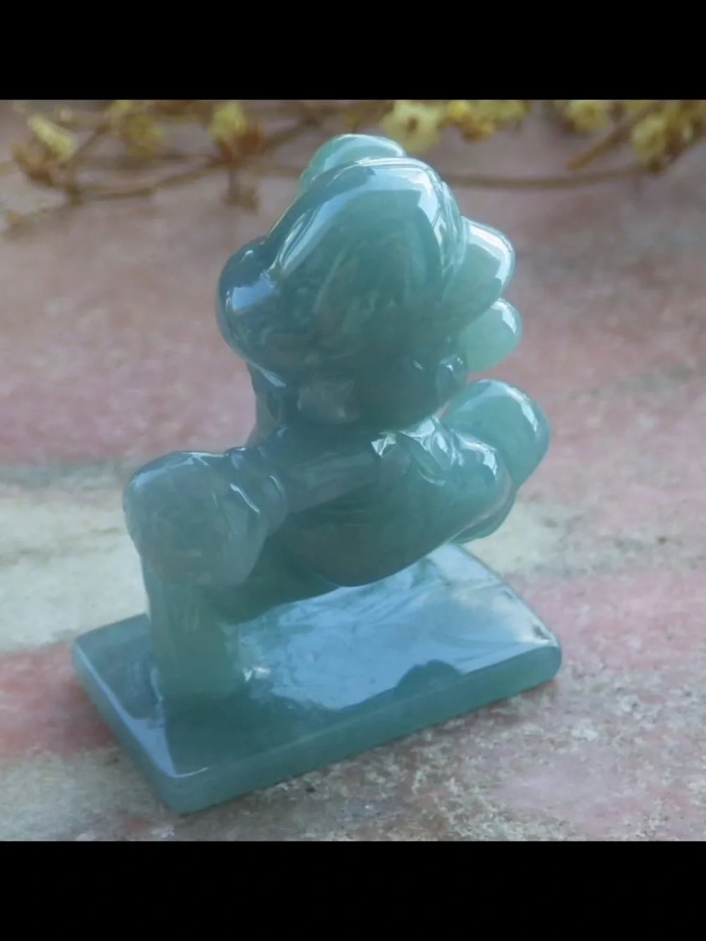Mario water blue light green Jadeite Jade Display mario kick Cartoon seal chop